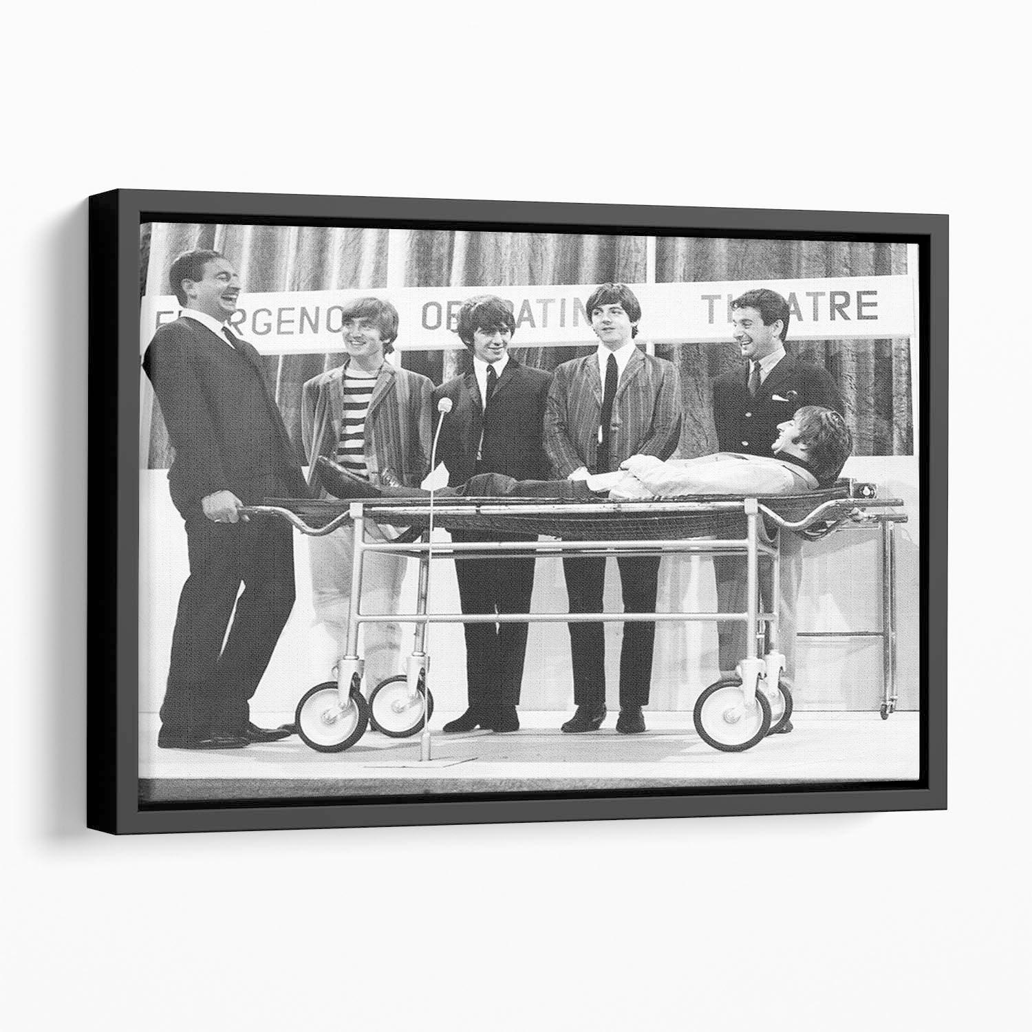 The Beatles with Mike and Bernie Winters Floating Framed Canvas