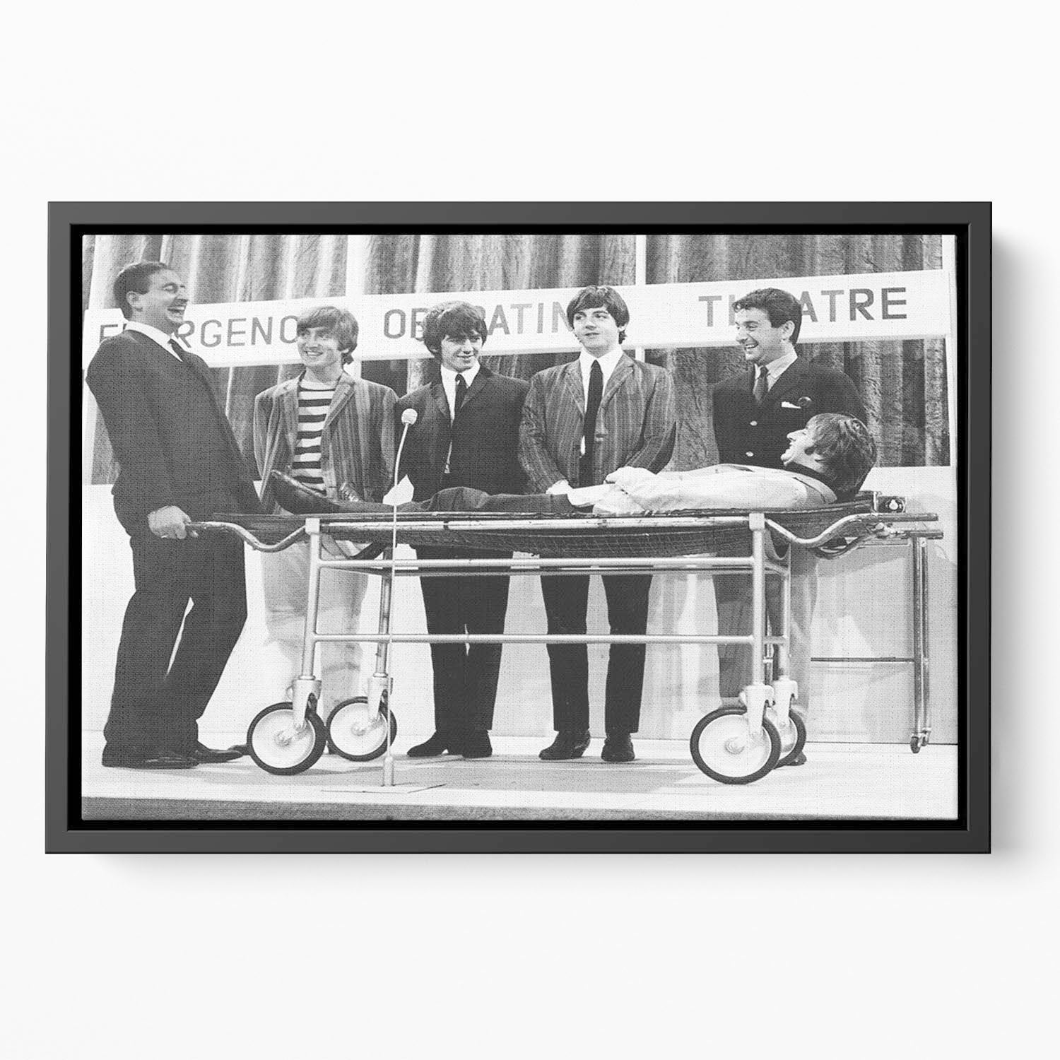 The Beatles with Mike and Bernie Winters Floating Framed Canvas