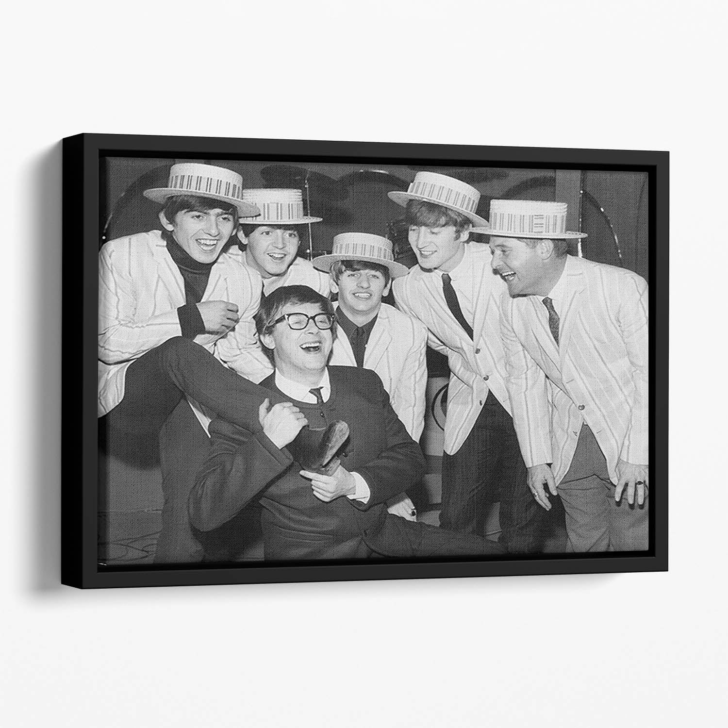 The Beatles with Morecambe and Wise Floating Framed Canvas