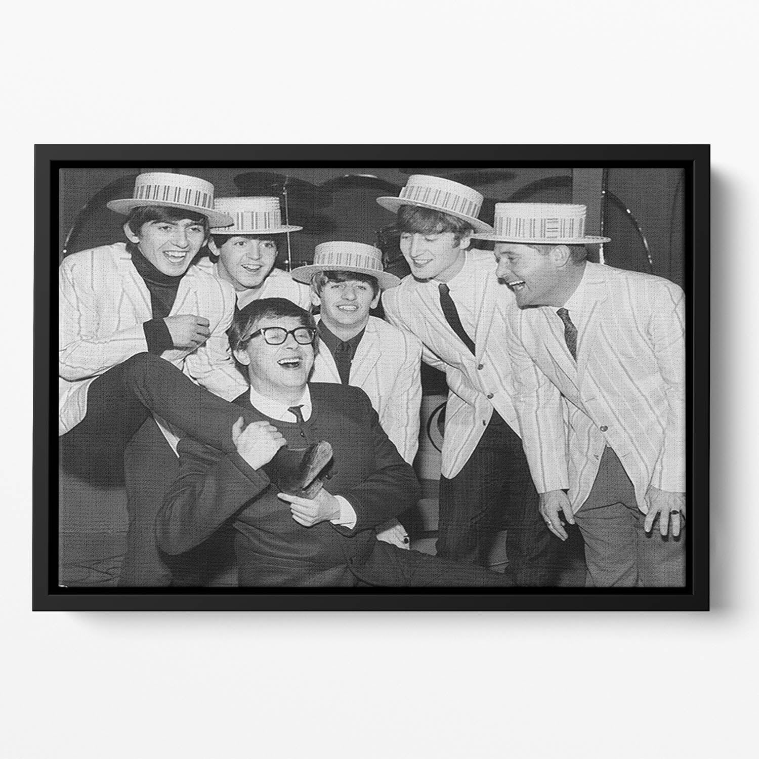 The Beatles with Morecambe and Wise Floating Framed Canvas