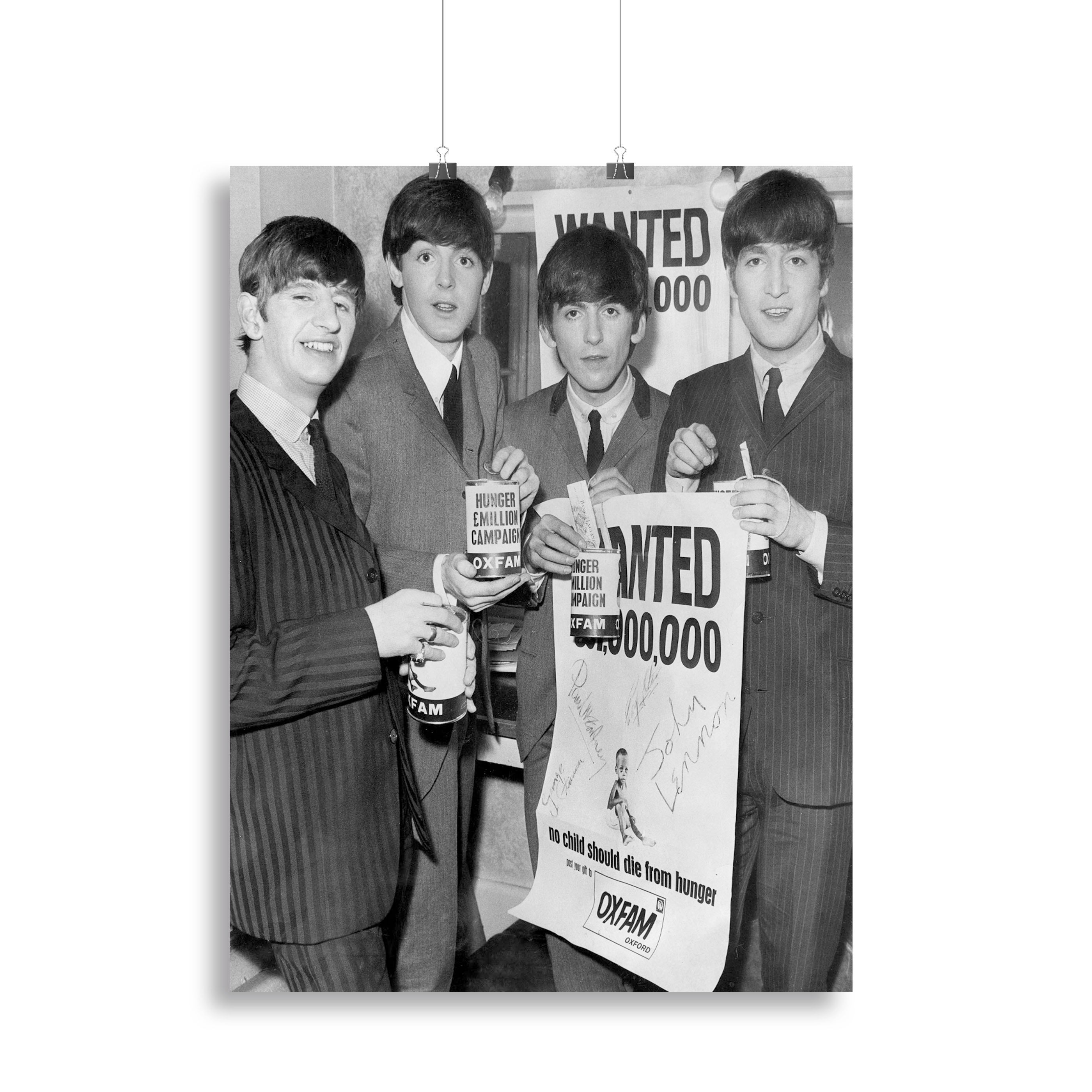 The Beatles with an Oxfam poster Canvas Print or Poster - Canvas Art Rocks - 2