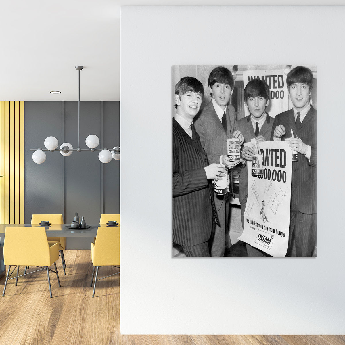 The Beatles with an Oxfam poster Canvas Print or Poster - Canvas Art Rocks - 4