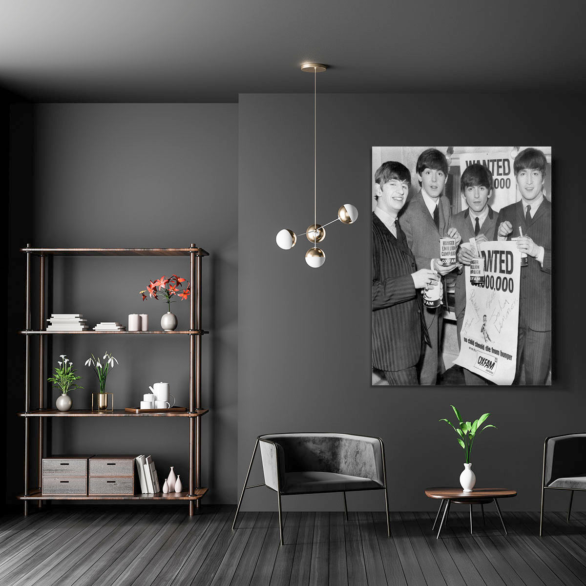 The Beatles with an Oxfam poster Canvas Print or Poster - Canvas Art Rocks - 5
