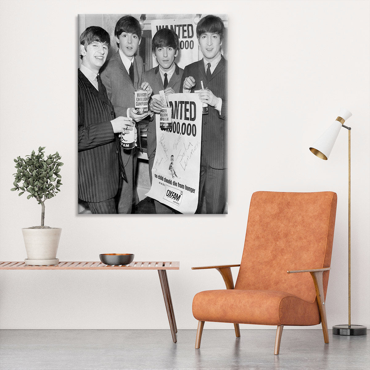 The Beatles with an Oxfam poster Canvas Print or Poster - Canvas Art Rocks - 6