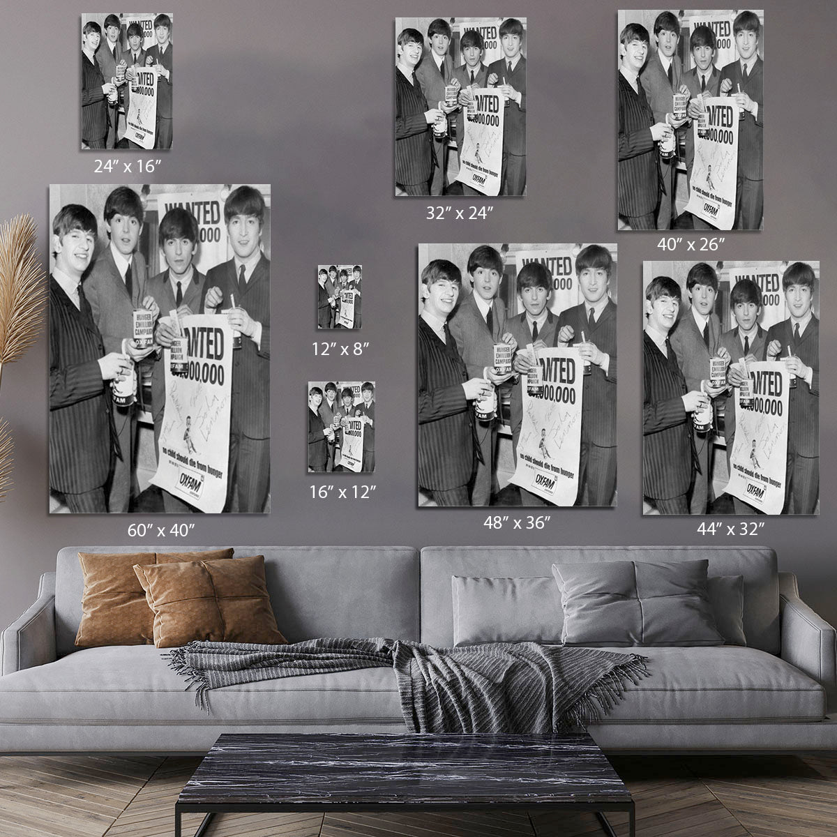 The Beatles with an Oxfam poster Canvas Print or Poster - Canvas Art Rocks - 7