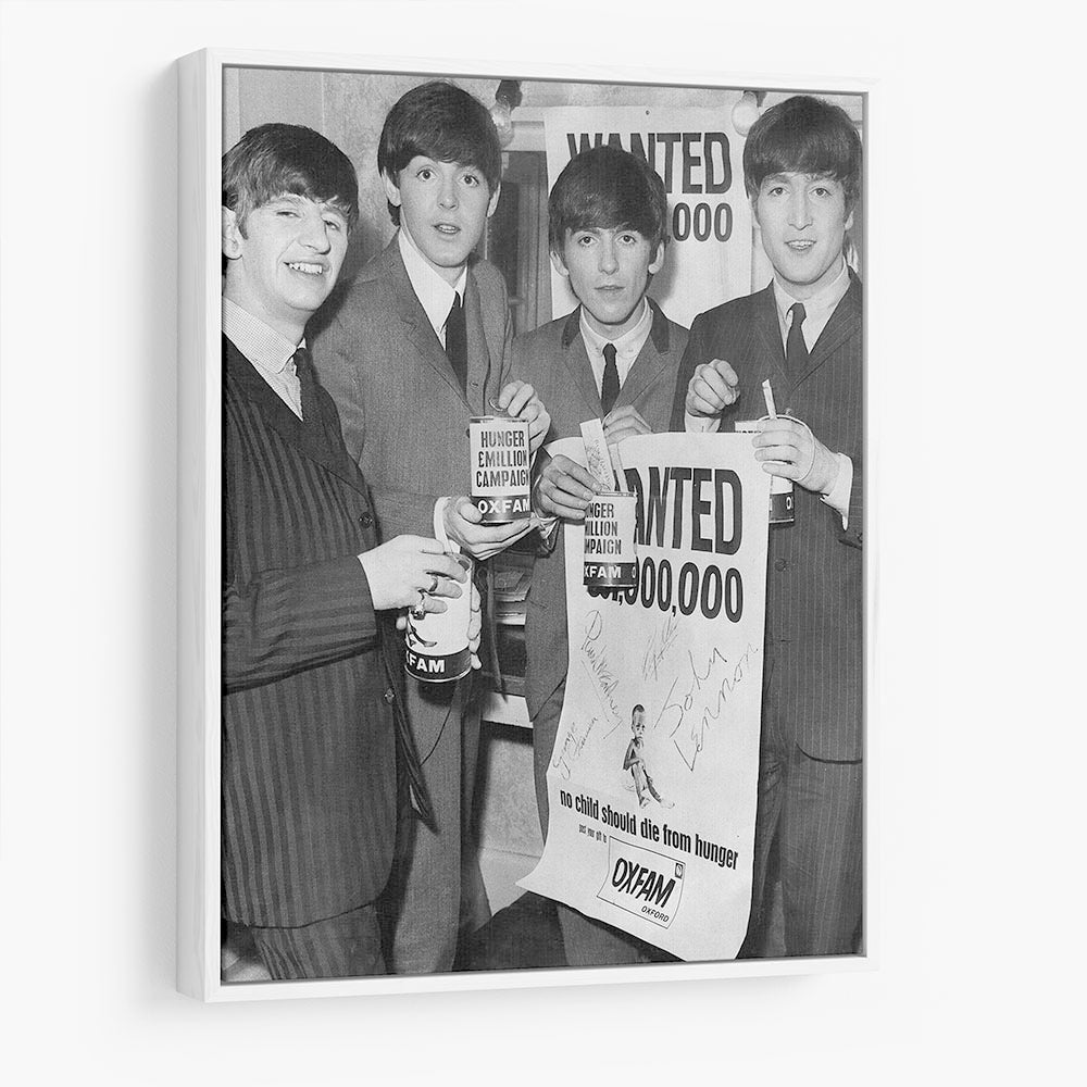 The Beatles with an Oxfam poster HD Metal Print