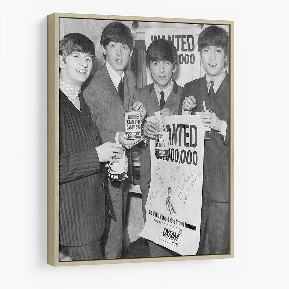The Beatles with an Oxfam poster HD Metal Print