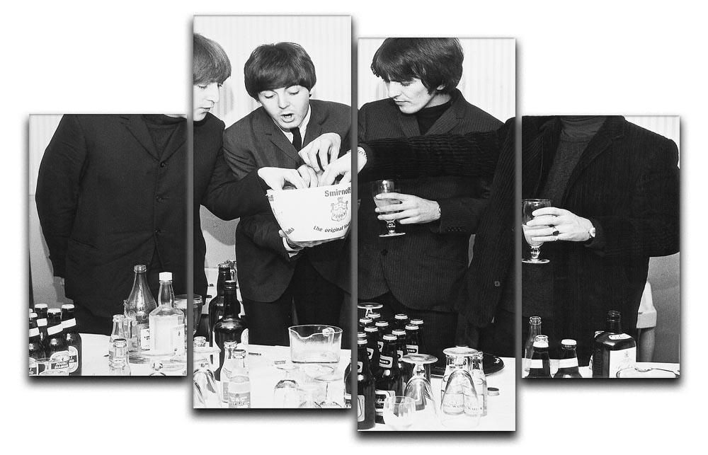 The Beatles with bottles of beer 4 Split Panel Canvas  - Canvas Art Rocks - 1