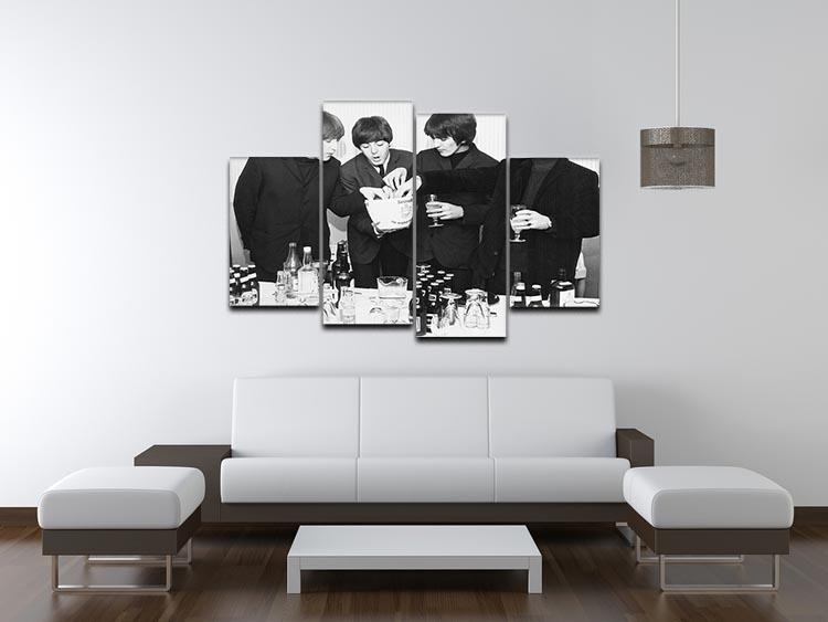 The Beatles with bottles of beer 4 Split Panel Canvas - Canvas Art Rocks - 3