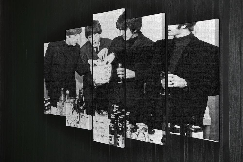 The Beatles with bottles of beer 5 Split Panel Canvas - Canvas Art Rocks - 2
