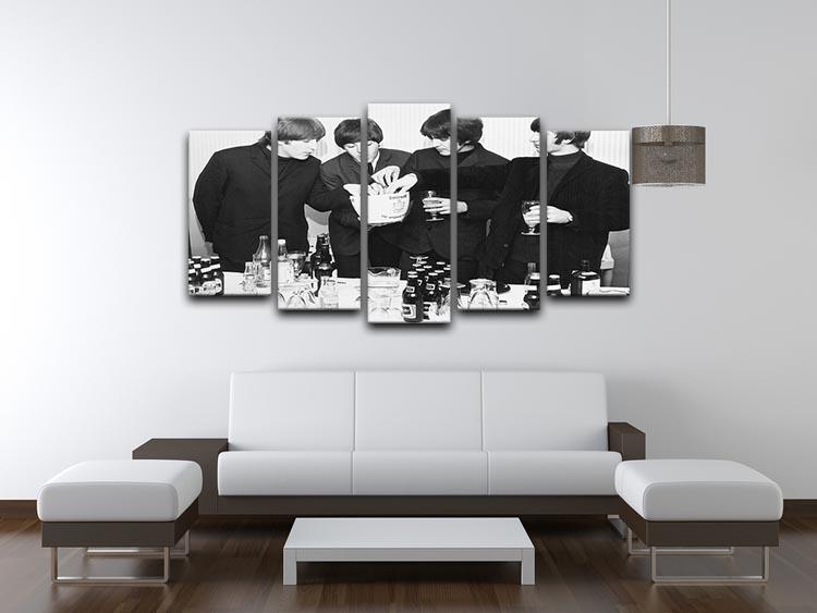The Beatles with bottles of beer 5 Split Panel Canvas - Canvas Art Rocks - 3