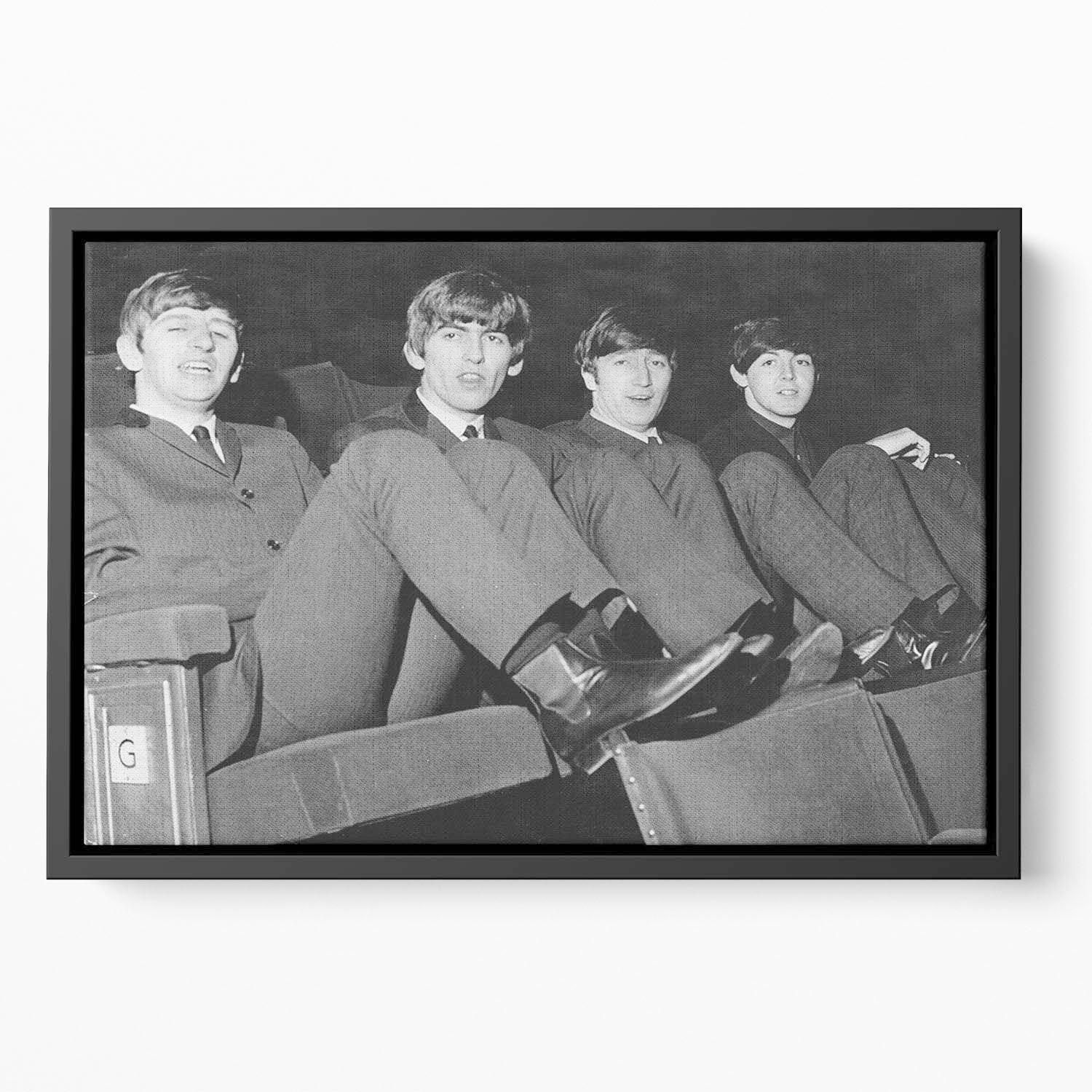 The Beatles with feet up in 1963 Floating Framed Canvas