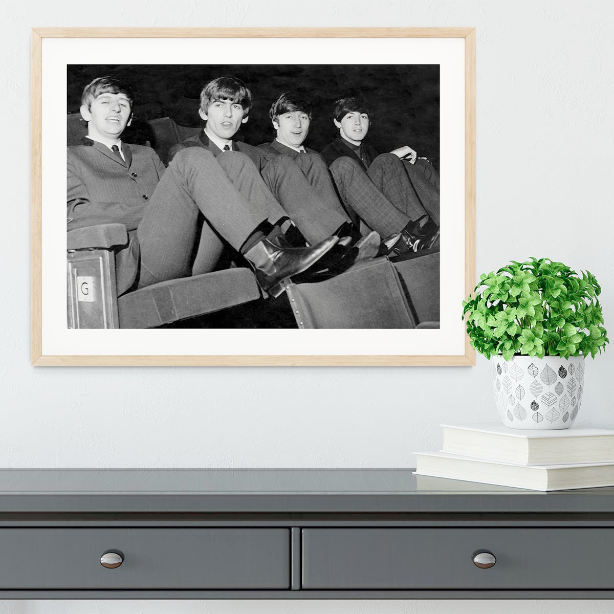 The Beatles with feet up in 1963 Framed Print - Canvas Art Rocks - 3
