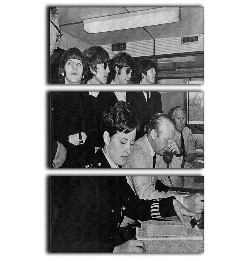 The Beatles with police at London Airport 3 Split Panel Canvas Print - Canvas Art Rocks - 1