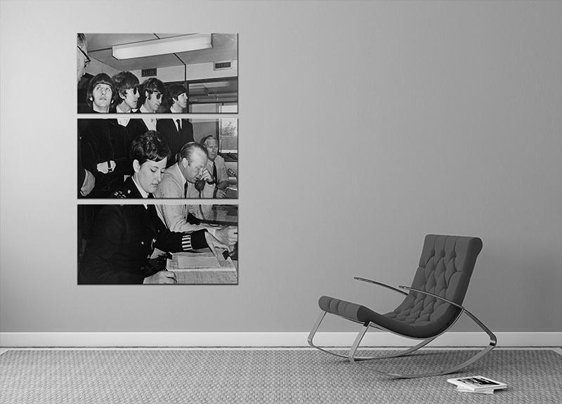 The Beatles with police at London Airport 3 Split Panel Canvas Print - Canvas Art Rocks - 2
