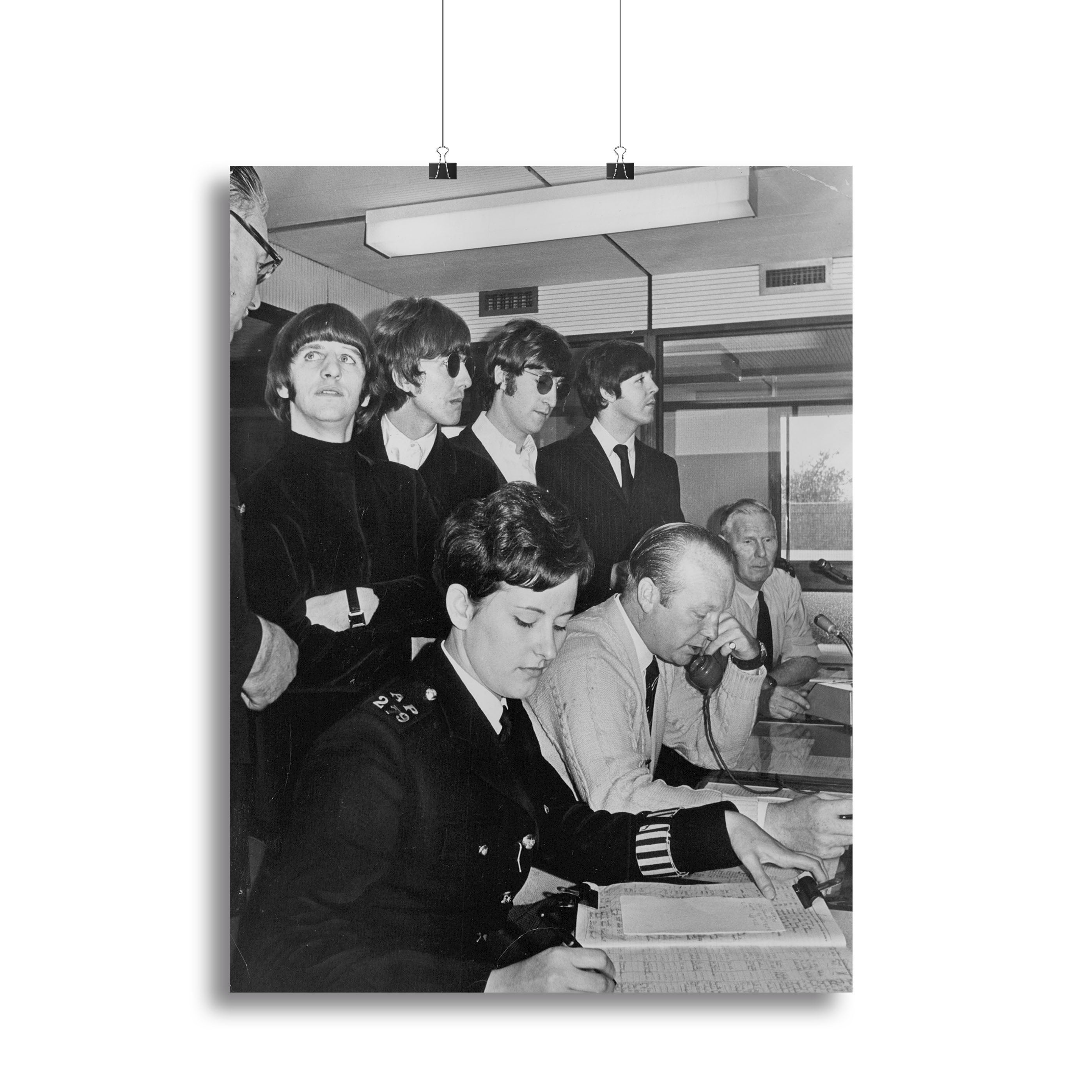 The Beatles with police at London Airport Canvas Print or Poster - Canvas Art Rocks - 2