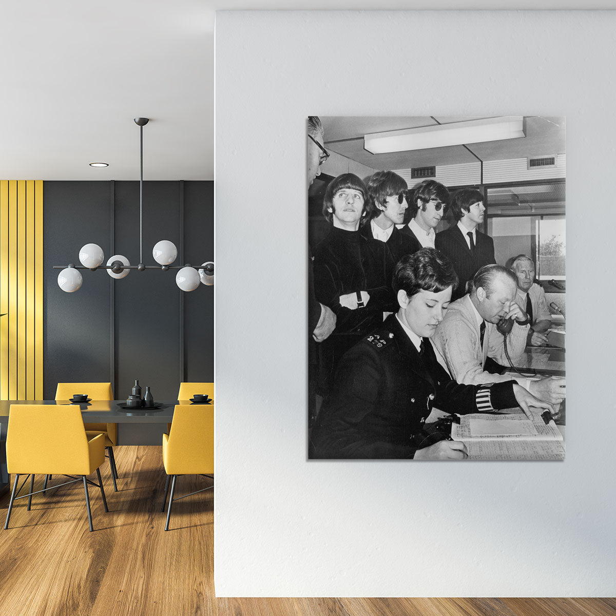 The Beatles with police at London Airport Canvas Print or Poster - Canvas Art Rocks - 4