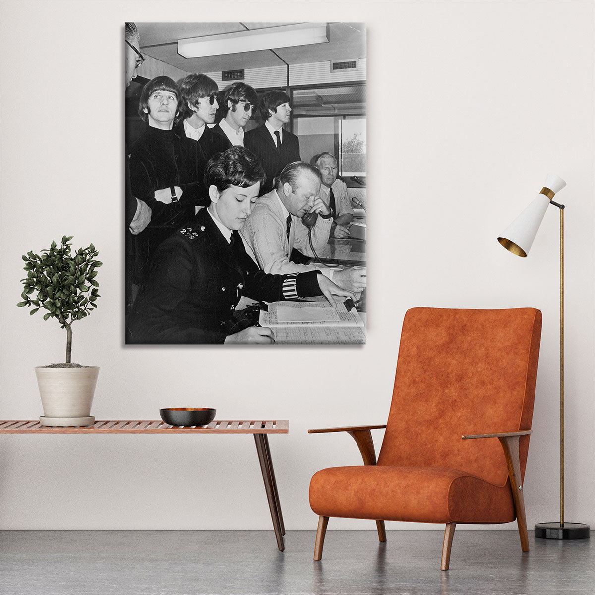 The Beatles with police at London Airport Canvas Print or Poster - Canvas Art Rocks - 6
