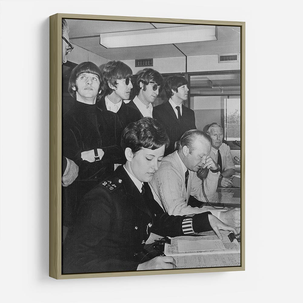 The Beatles with police at London Airport HD Metal Print