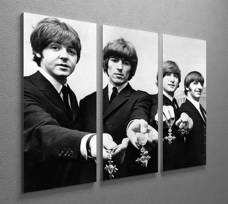 The Beatles with their MBEs 3 Split Panel Canvas Print - Canvas Art Rocks - 2