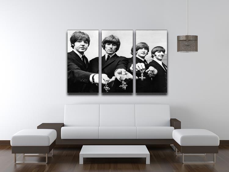 The Beatles with their MBEs 3 Split Panel Canvas Print - Canvas Art Rocks - 3