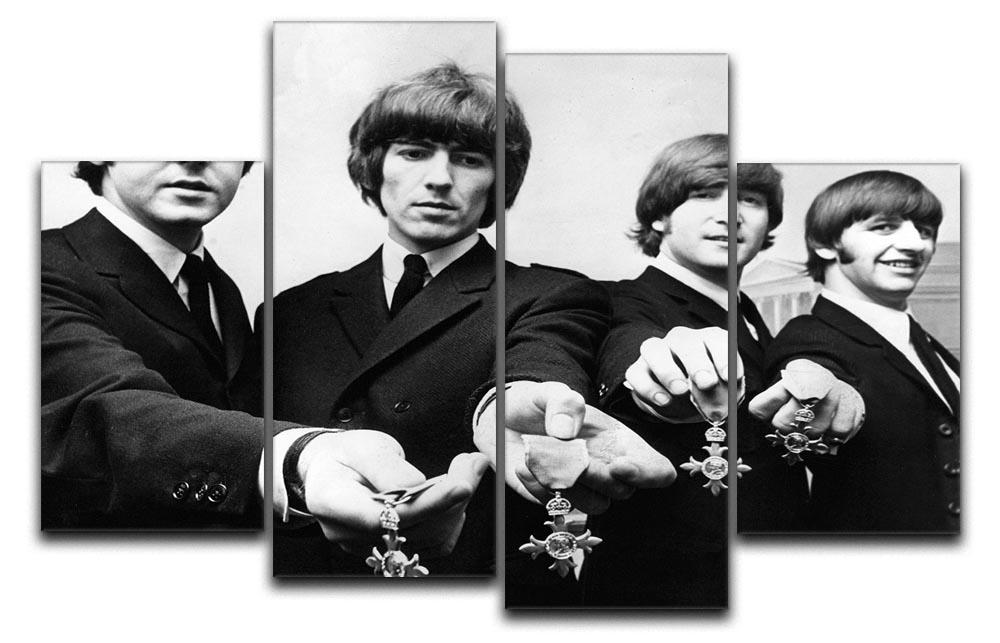 The Beatles with their MBEs 4 Split Panel Canvas  - Canvas Art Rocks - 1