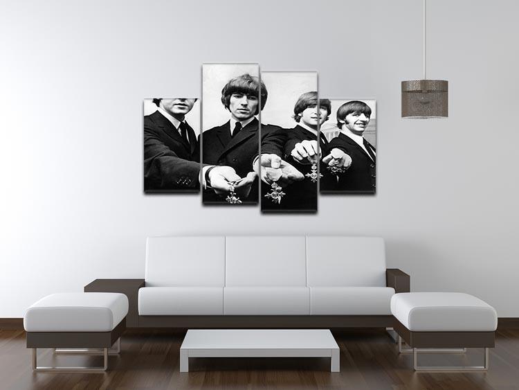 The Beatles with their MBEs 4 Split Panel Canvas - Canvas Art Rocks - 3