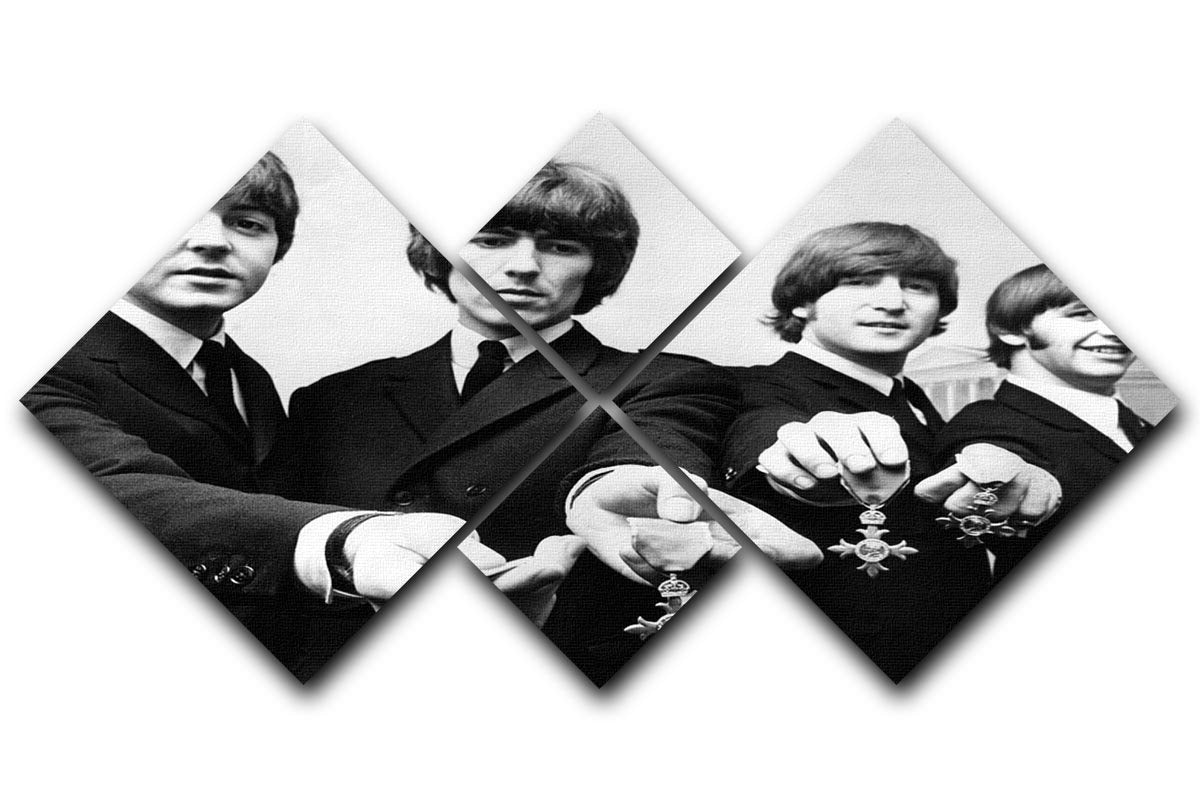 The Beatles with their MBEs 4 Square Multi Panel Canvas  - Canvas Art Rocks - 1