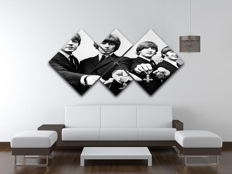 The Beatles with their MBEs 4 Square Multi Panel Canvas - Canvas Art Rocks - 3