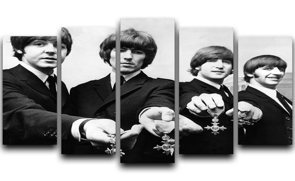 The Beatles with their MBEs 5 Split Panel Canvas  - Canvas Art Rocks - 1