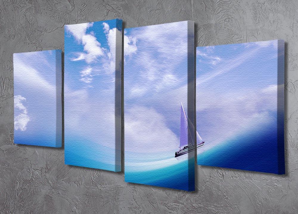 The Blue Sea 4 Split Panel Canvas - Canvas Art Rocks - 2