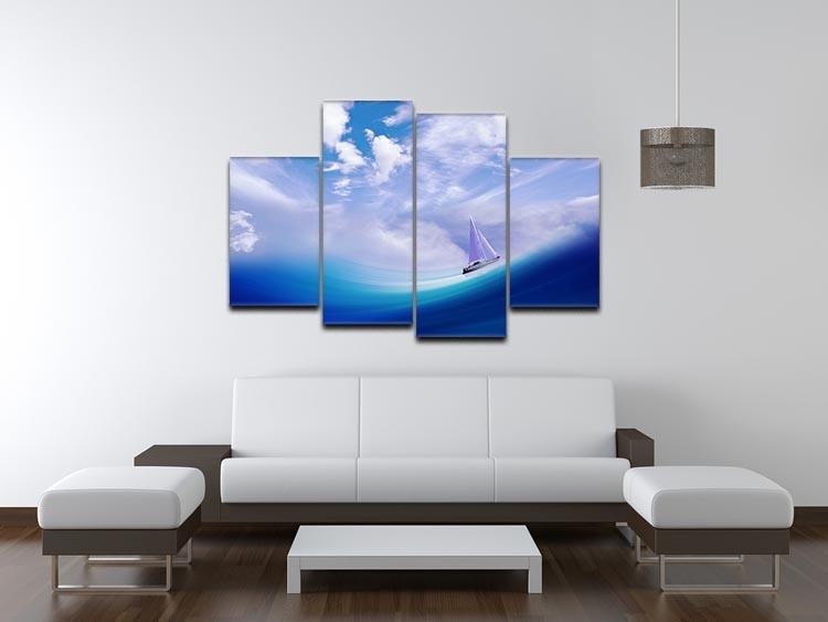 The Blue Sea 4 Split Panel Canvas - Canvas Art Rocks - 3