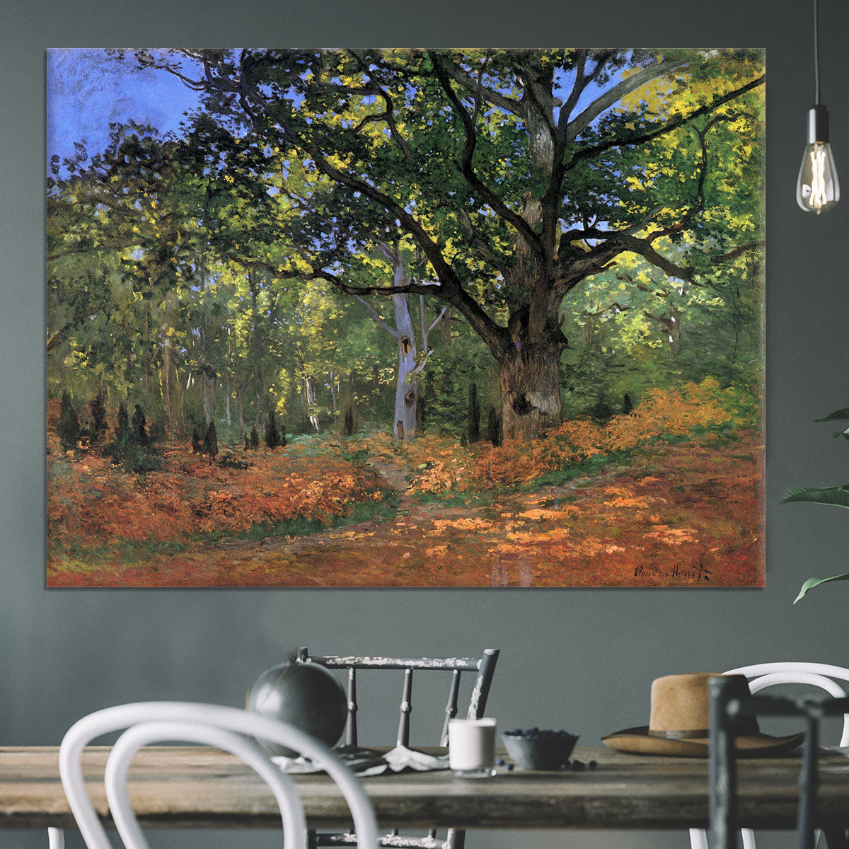 The Bodmer oak Fontainbleau forest by Monet Canvas Print or Poster - Canvas Art Rocks - 3