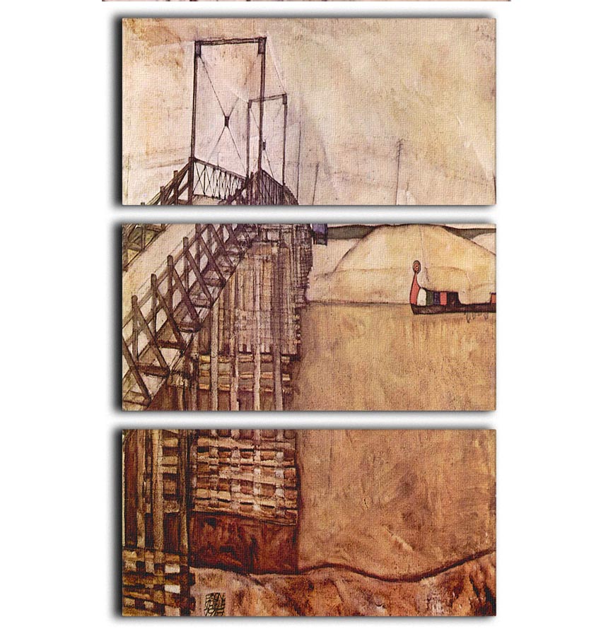 The Bridge by Egon Schiele 3 Split Panel Canvas Print - Canvas Art Rocks - 1