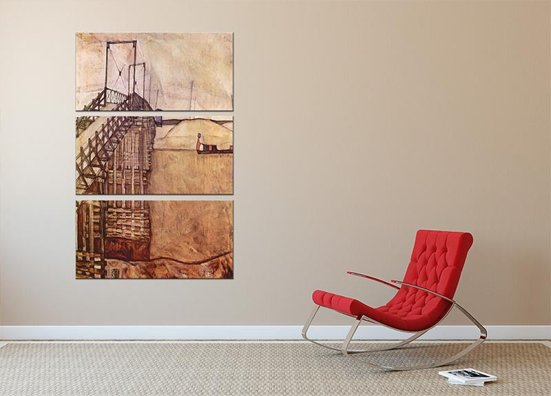 The Bridge by Egon Schiele 3 Split Panel Canvas Print - Canvas Art Rocks - 2