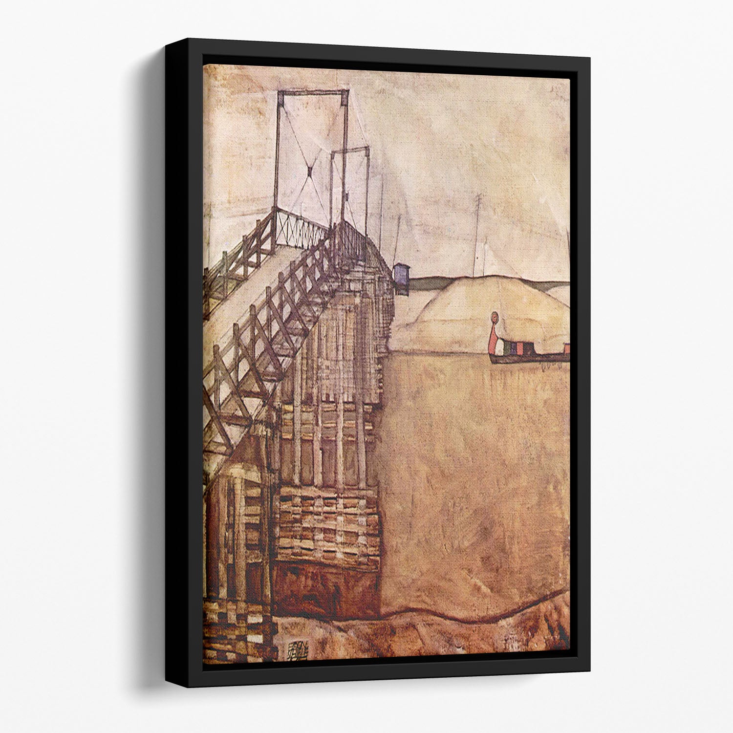 The Bridge by Egon Schiele Floating Framed Canvas
