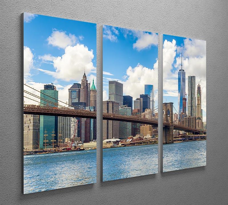 The Brooklyn Bridge 3 Split Panel Canvas Print - Canvas Art Rocks - 2