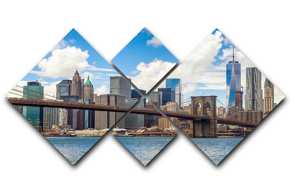 The Brooklyn Bridge 4 Square Multi Panel Canvas  - Canvas Art Rocks - 1