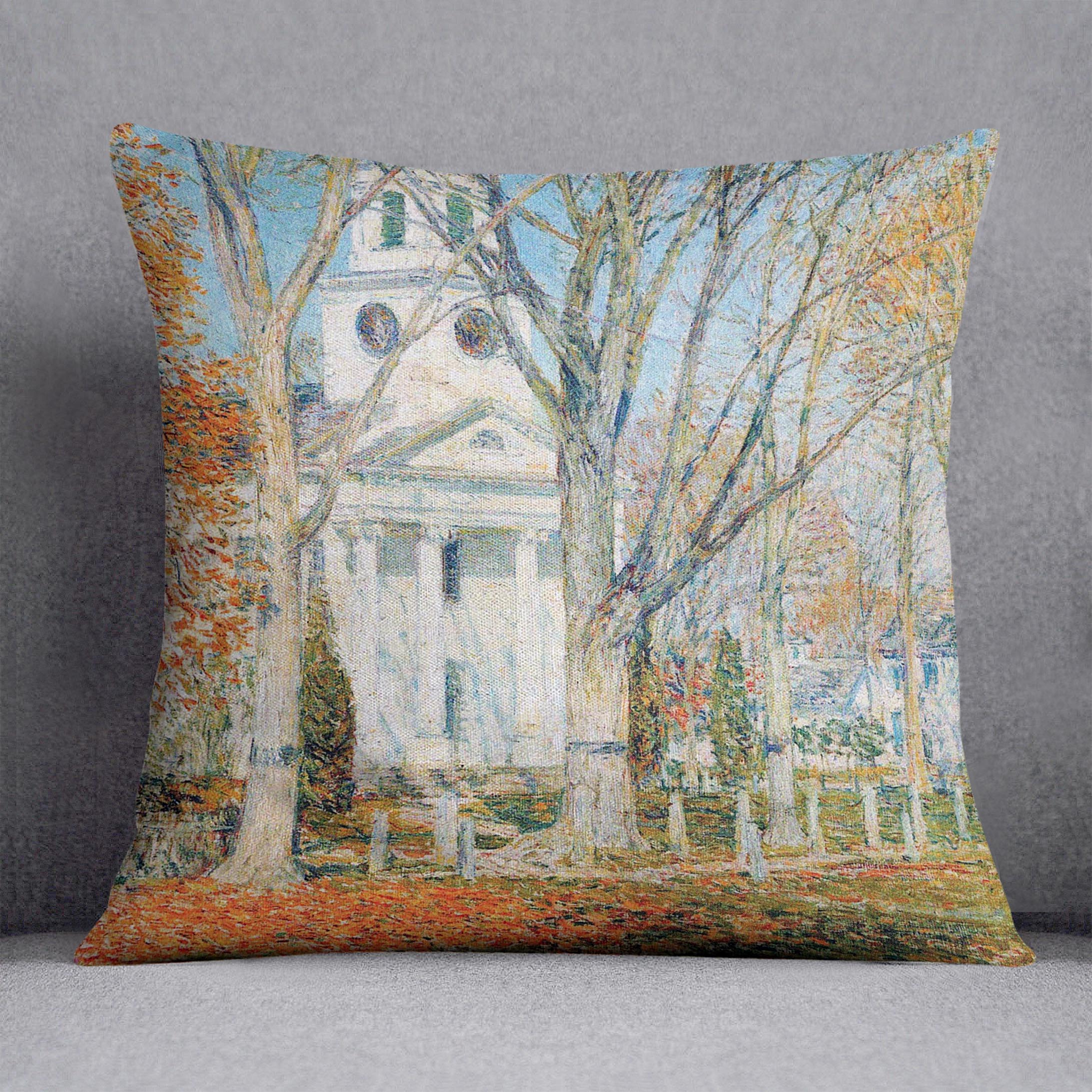 The Church of Old Lyme Connecticut 1 by Hassam Cushion - Canvas Art Rocks - 1