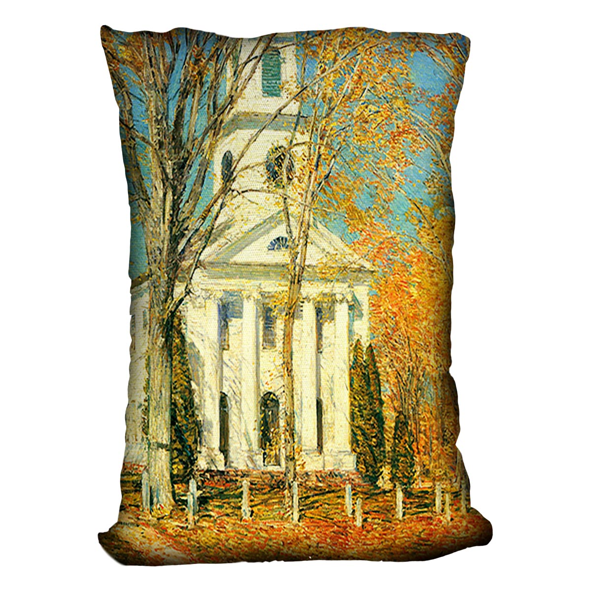 The Church of Old Lyme Connecticut 2 by Hassam Cushion - Canvas Art Rocks - 4