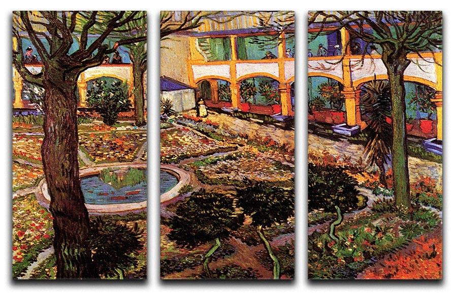 The Courtyard of the Hospital at Arles by Van Gogh 3 Split Panel Canvas Print - Canvas Art Rocks - 4