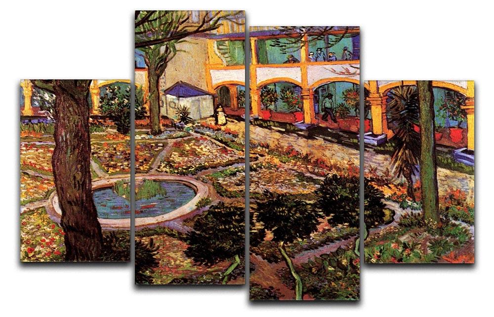 The Courtyard of the Hospital at Arles by Van Gogh 4 Split Panel Canvas  - Canvas Art Rocks - 1