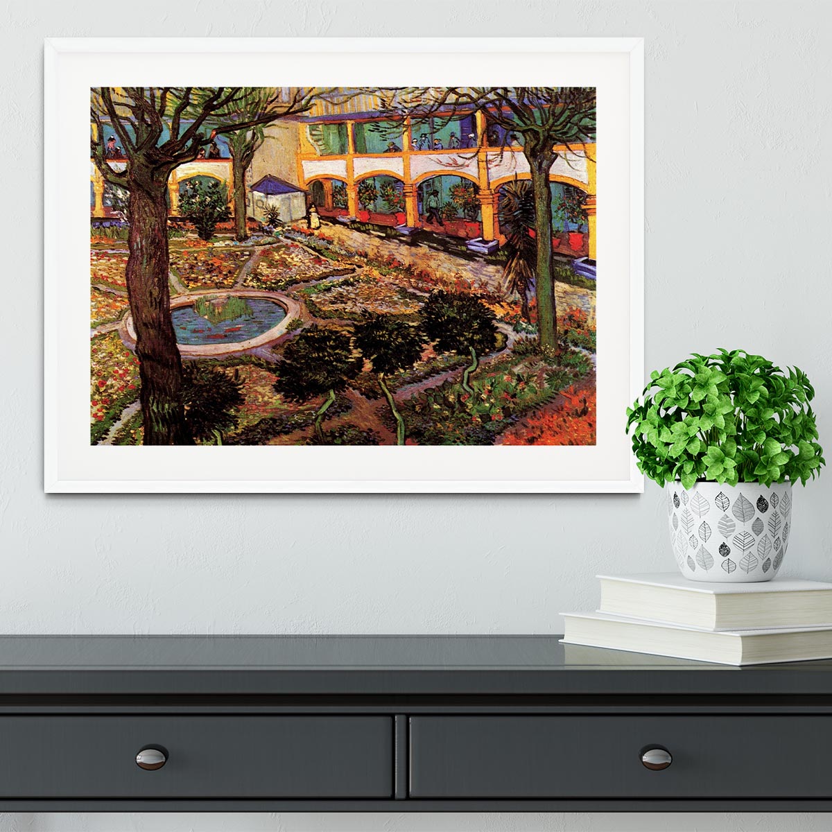 The Courtyard of the Hospital at Arles by Van Gogh Framed Print - Canvas Art Rocks - 5