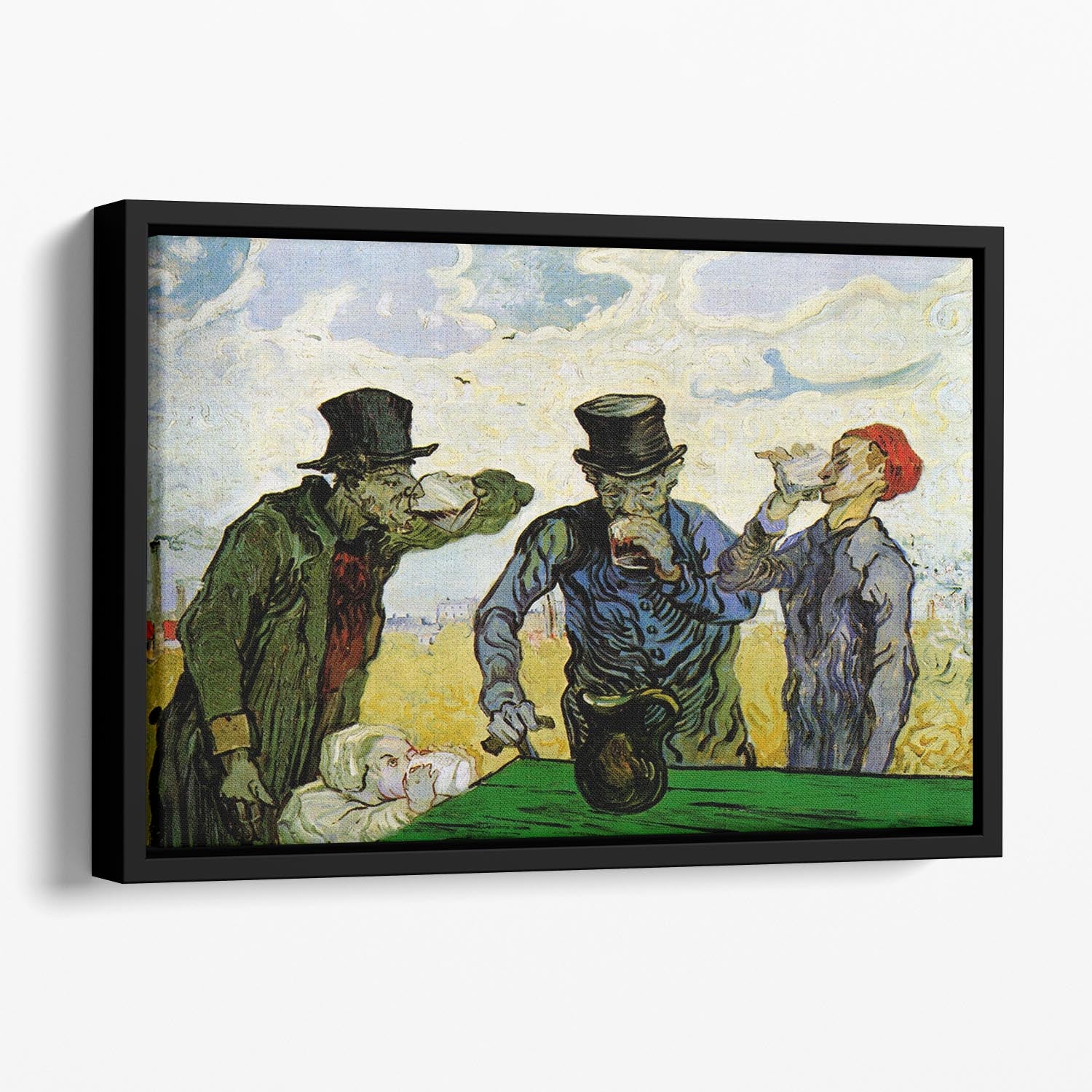 The Drinkers by Van Gogh Floating Framed Canvas