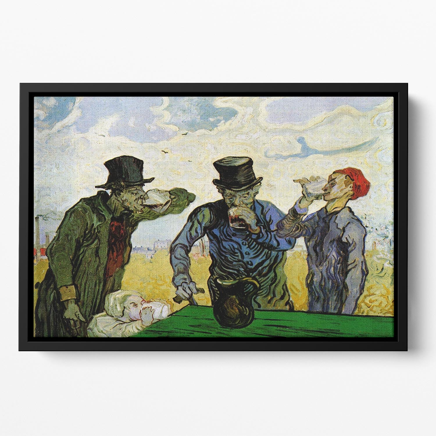 The Drinkers by Van Gogh Floating Framed Canvas