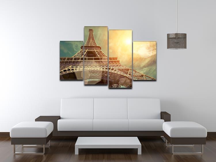 The Eiffel tower under sun light 4 Split Panel Canvas  - Canvas Art Rocks - 3