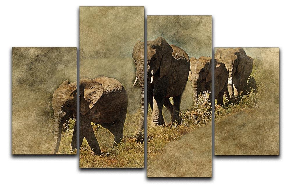 The Elephants March 4 Split Panel Canvas  - Canvas Art Rocks - 1