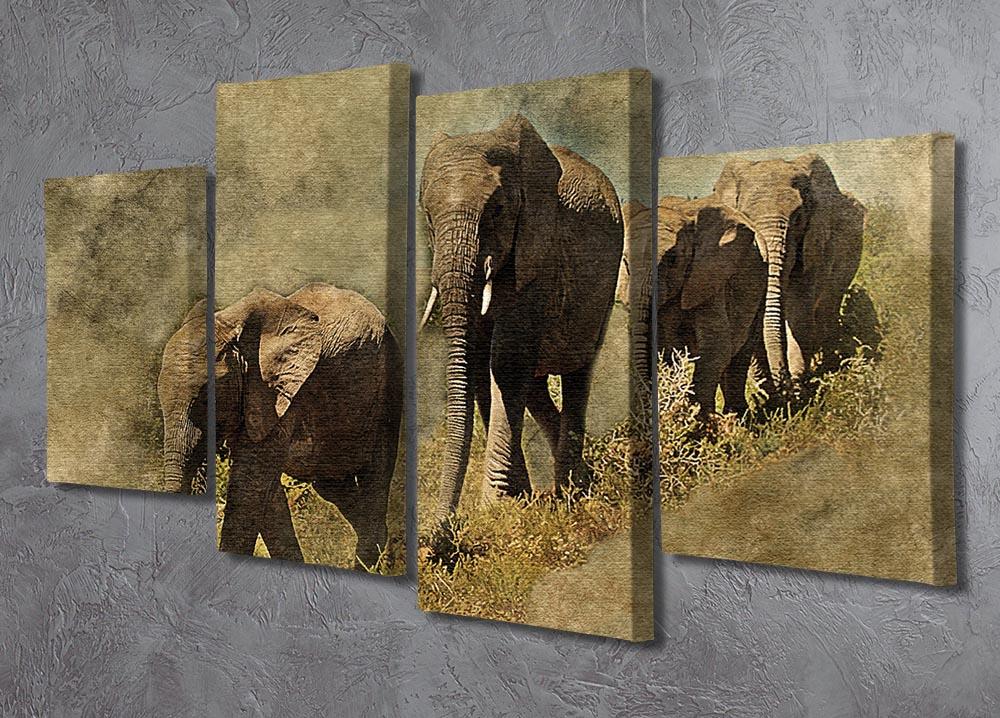 The Elephants March 4 Split Panel Canvas - Canvas Art Rocks - 2