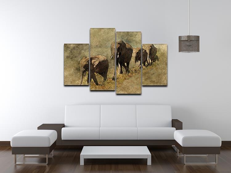 The Elephants March 4 Split Panel Canvas - Canvas Art Rocks - 3