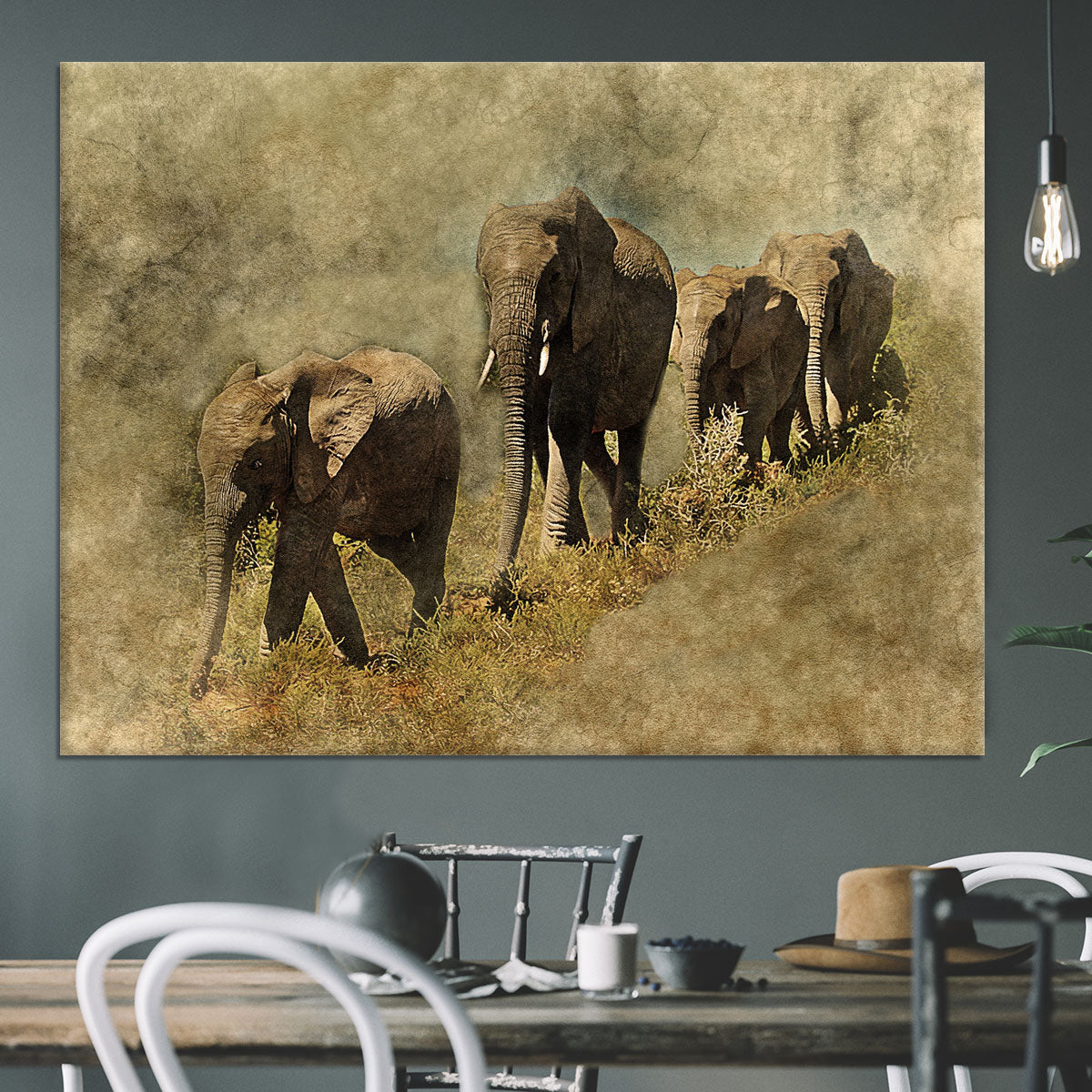 The Elephants March Canvas Print or Poster - Canvas Art Rocks - 3